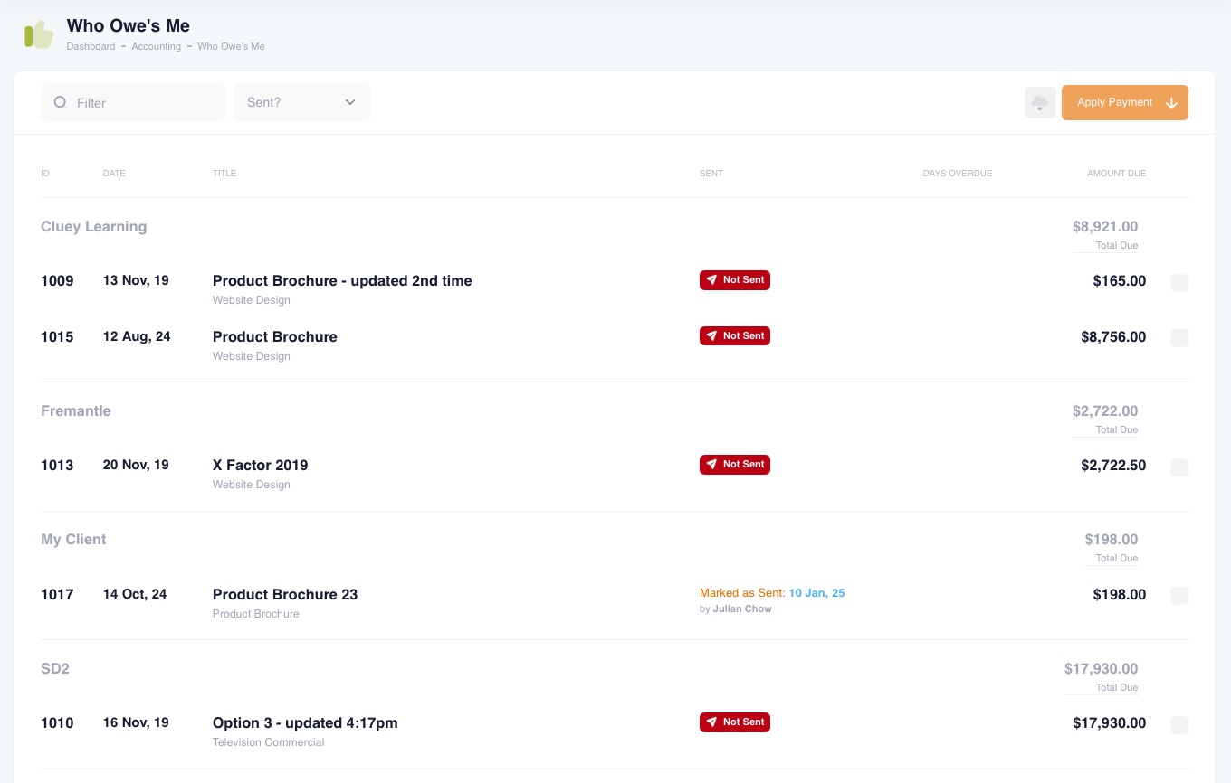 Outstanding Invoices